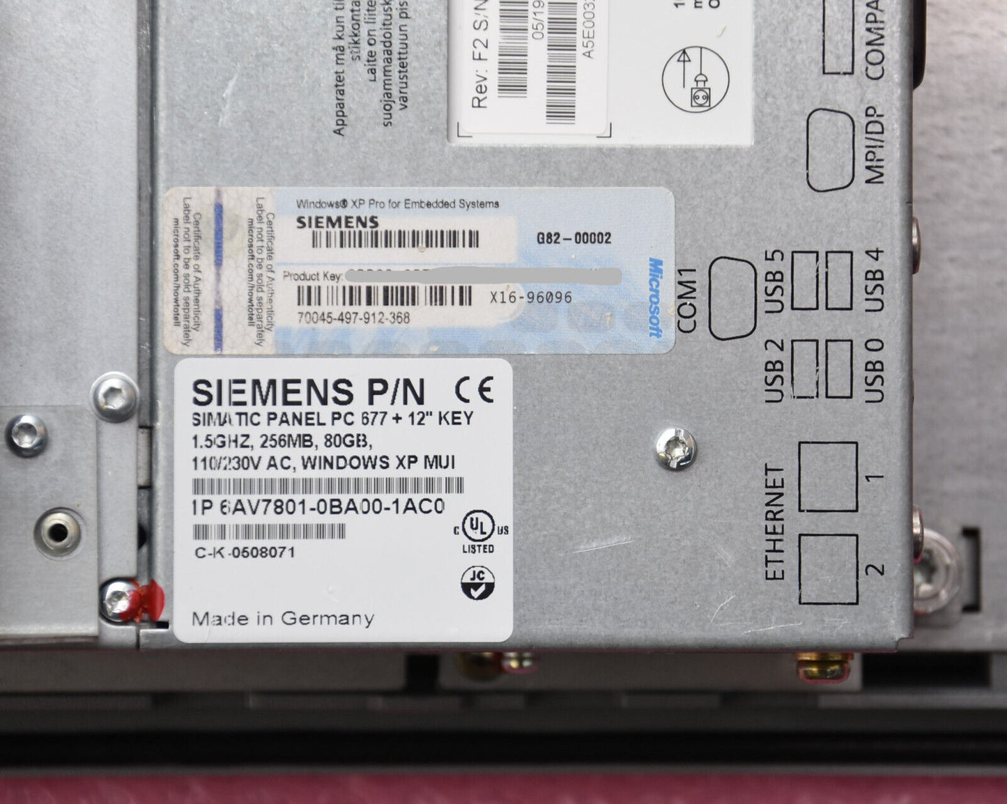 Siemens 6AV7801-0BA00-1AC0 / Panel PC 677 + 12" KEY 1,5GHz (USED)